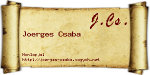 Joerges Csaba névjegykártya